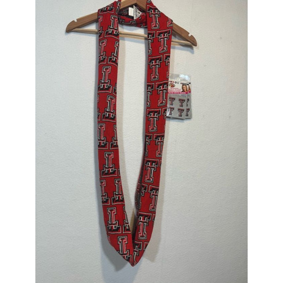 Texas Tech Infinity Scarf + Temp Tattoos Red Riders Spirit Graphic Emerson Stree - Picture 9 of 11